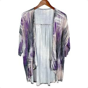 New Victor Alfaro Cardigan Open Front Top Short Sleeve Fabric Womens M Oversized